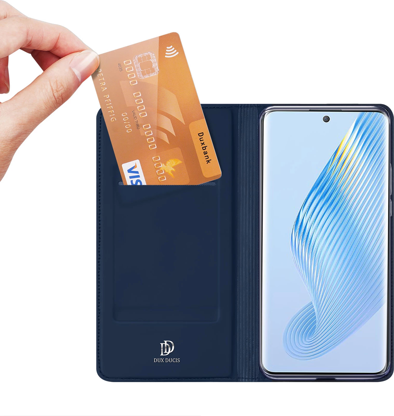 Mbështjellës Dux Ducis Skin Pro për Honor Magic5, me kapak, xhep për kartela, qëndrim, Blue