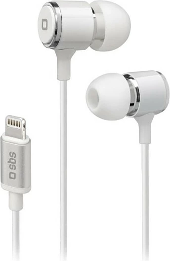 Kufje in-ear SBS Lightning, me kabllo 1.2 m, mikrofon dhe kontroll volumit, të bardha