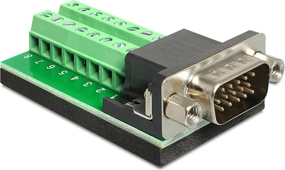 Adapter VGA në Terminal Block DeLOCK 65424, 16p, i zi/jeshil/argjendtë