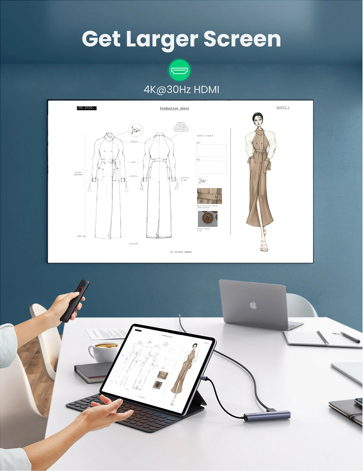 Hub USB-C Ugreen 5-në-1, HDMI, 3x USB-A, Ethernet, gri