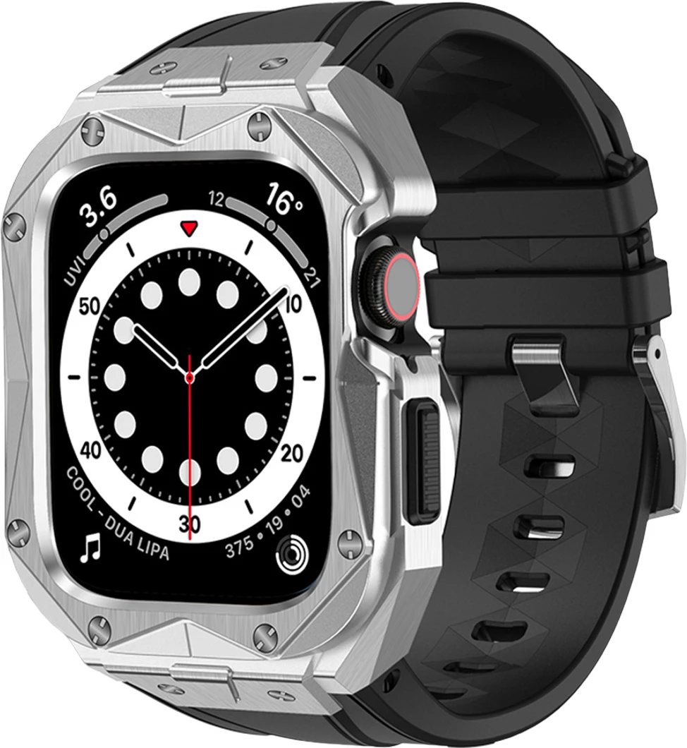 Mbështjellës Kingxbar CYF140 për Apple Watch SE/6/5/4 44mm, çelik inoks me rrip, argjend