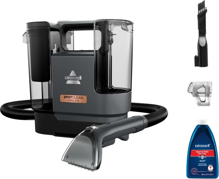Pastrues njollash portativ pa kabllo, Bissell SpotClean Cordless 3681N, 35 min eco, zorrë 1.7 m, depozita të ndara, zi