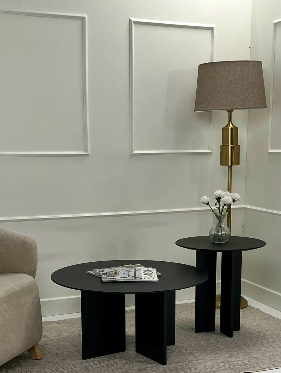 Set tavolinash kafeje Skye Decor, Leo (45 + 42), e zezë