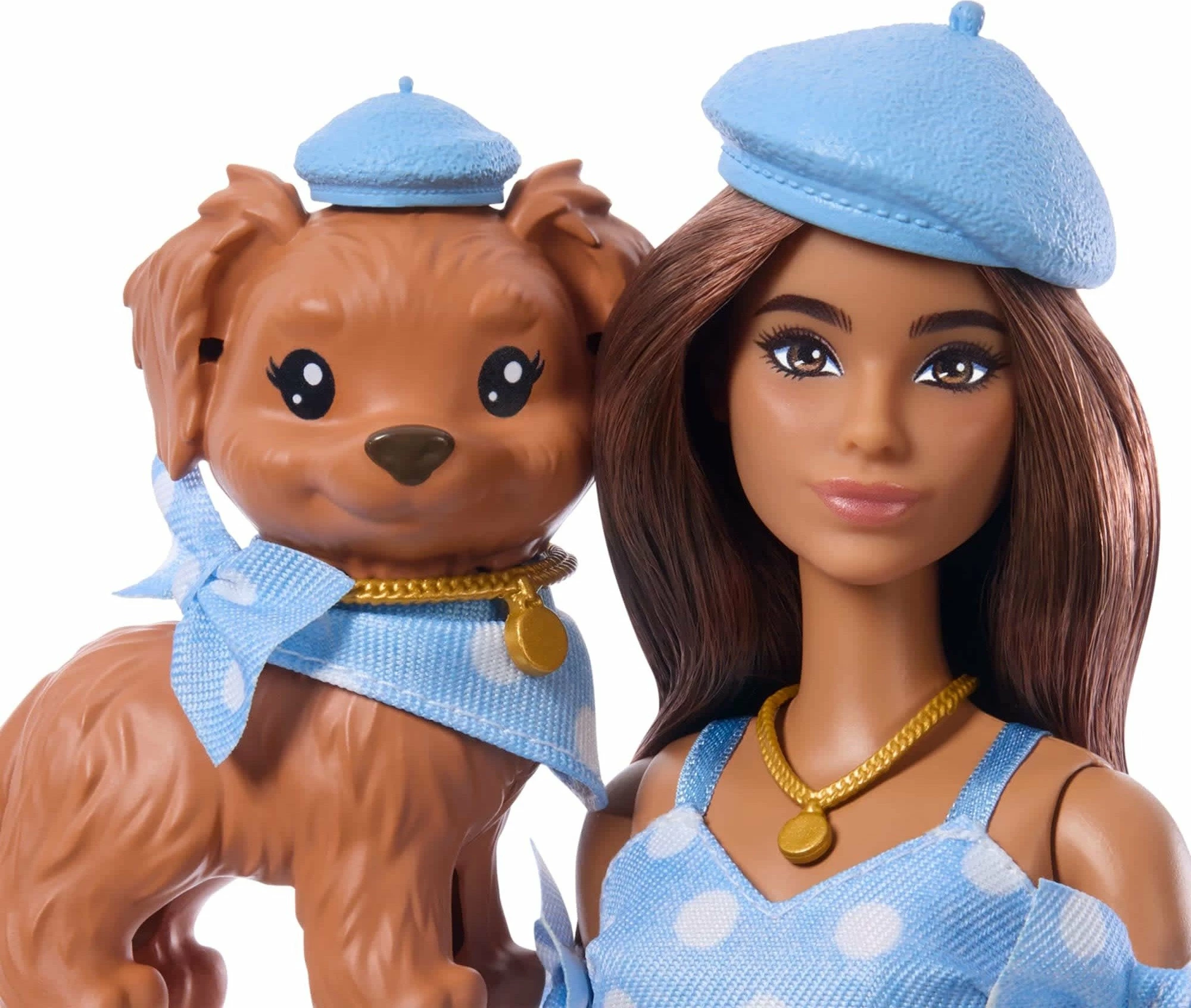 Kukull Barbie Mattel Twinning Looks JFP38, me qen, veshje me pika, blu