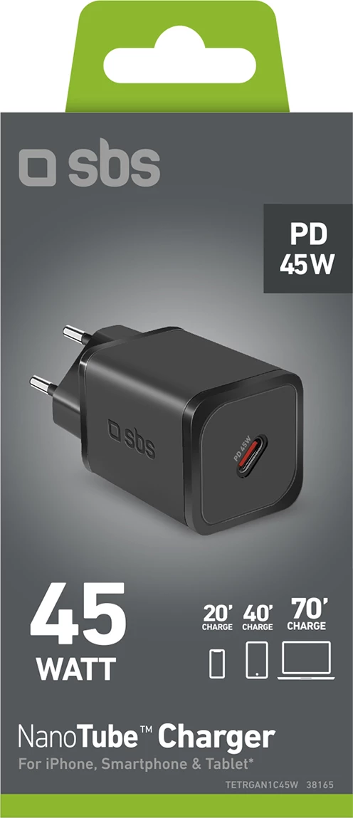 Karikues muri SBS TETRGAN1C45W, 45W, GaN, USB-C, Power Delivery, i zi