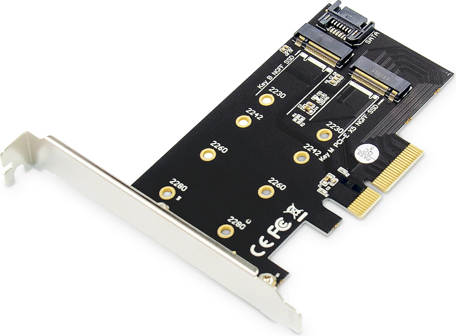 Kartë zgjerimi Digitus PCIe 3.0 x4 për SSD M.2 NGFF/NVMe, 2 slote, e zezë
