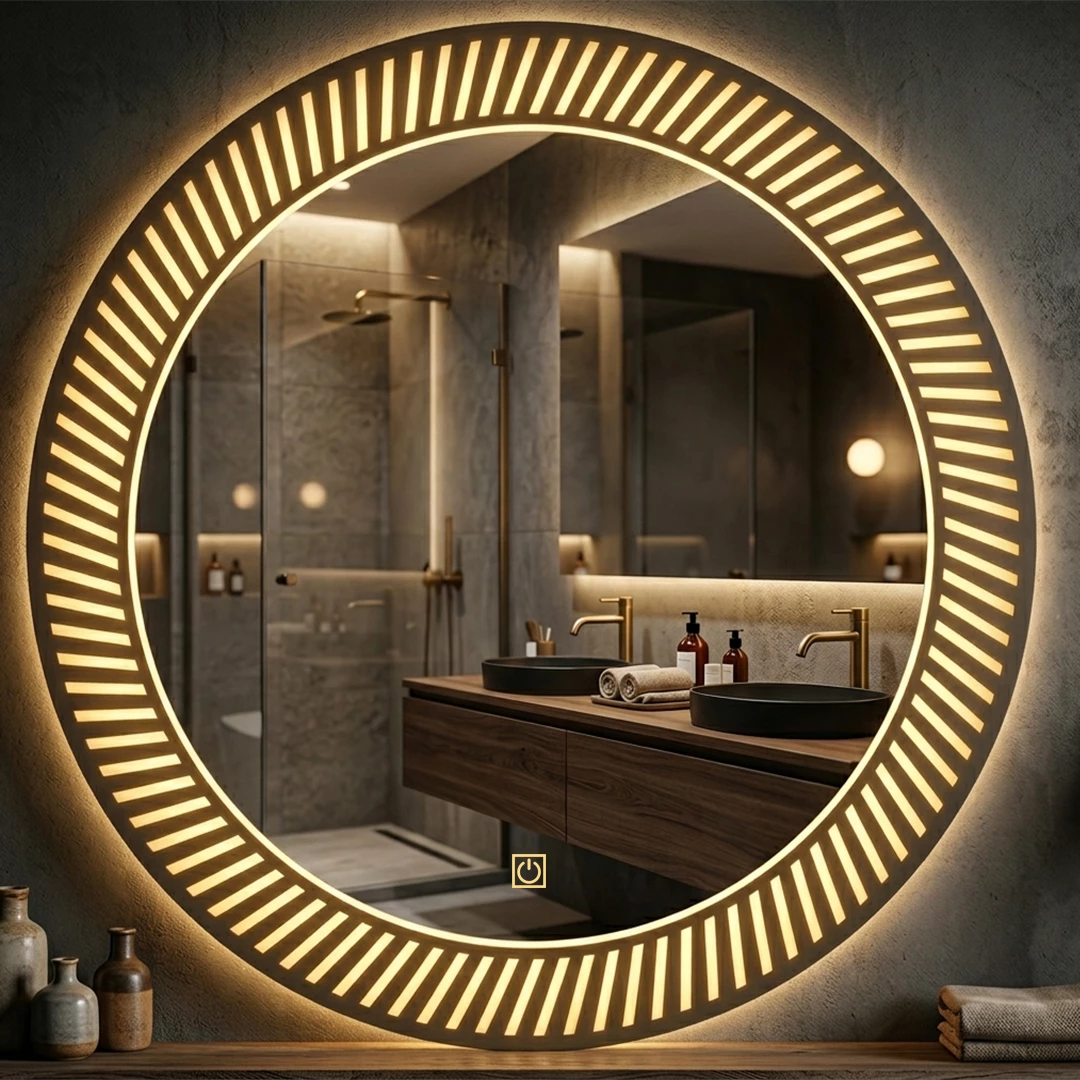 Pasqyre me LED dhe Touch Sensor, Modeli Simple Sun (LED i Ngrohte / LED i Ftohte) - Pasqyre per Banjo Rrethore