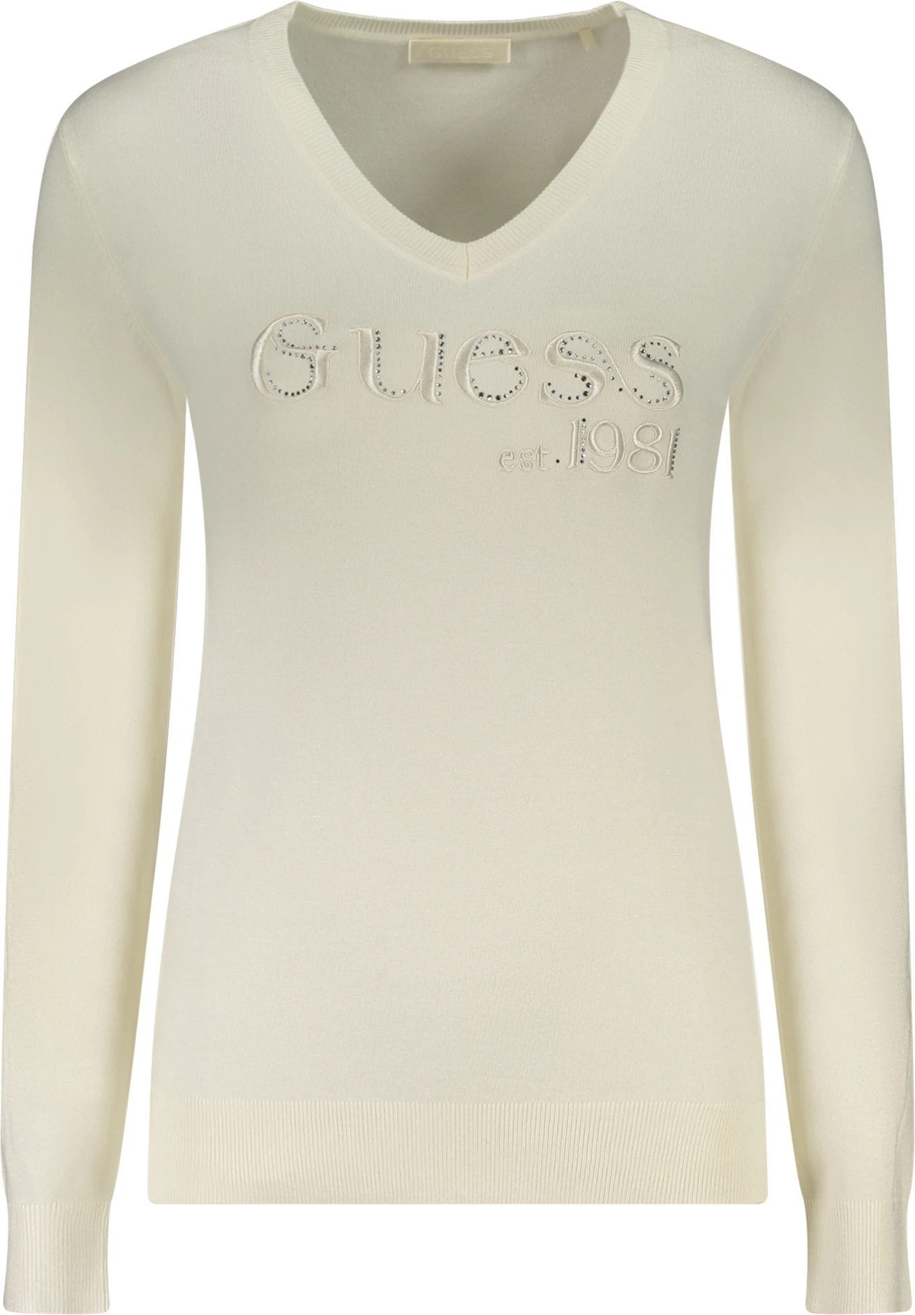 Xhemper për femra GUESS JEANS, të bardhë