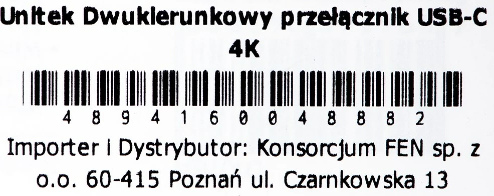 Switch UNITEK dy-drejtimësh USB-C, 2 në 1, 4K, i zi