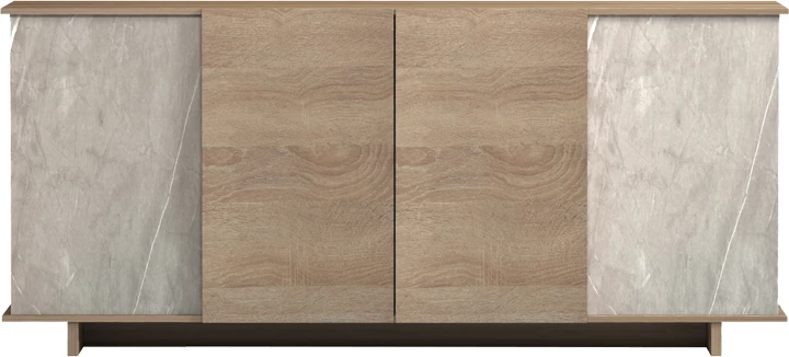 Bufe Zafore, pamje mermeri gri-bezhë, sonoma, 180x45x80cm