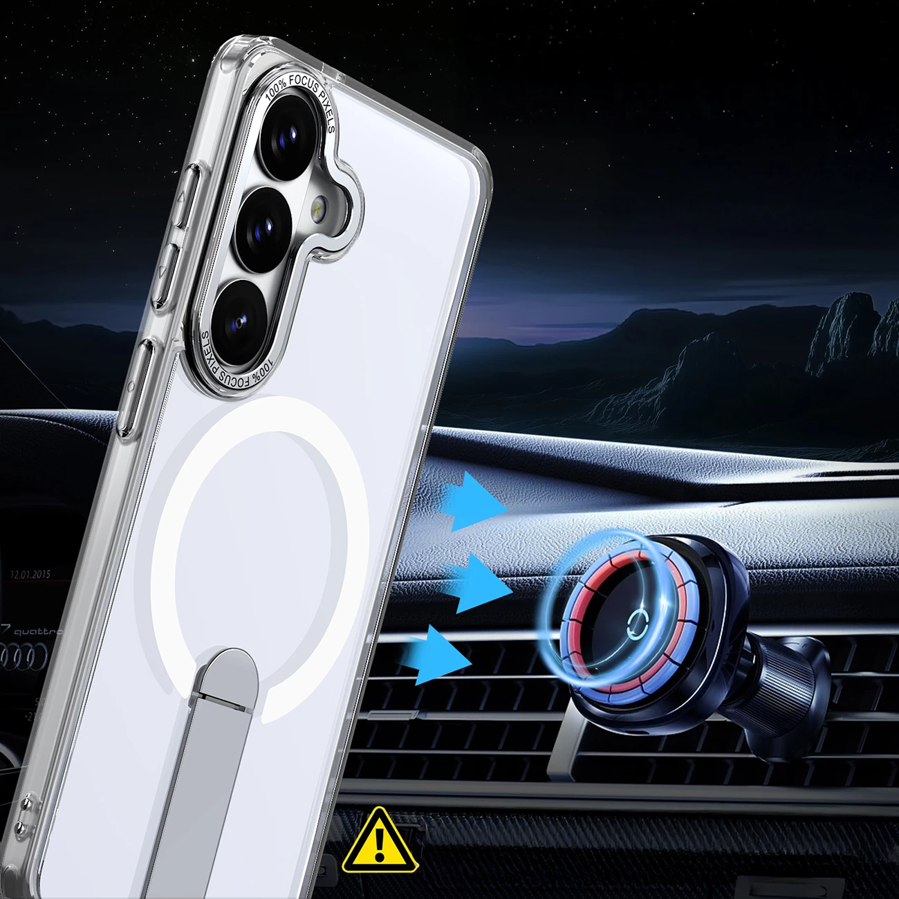 Mbështjellës Hurtel Hybrid Armor X për Samsung Galaxy A57, MagSafe, stand 360°, Transparent