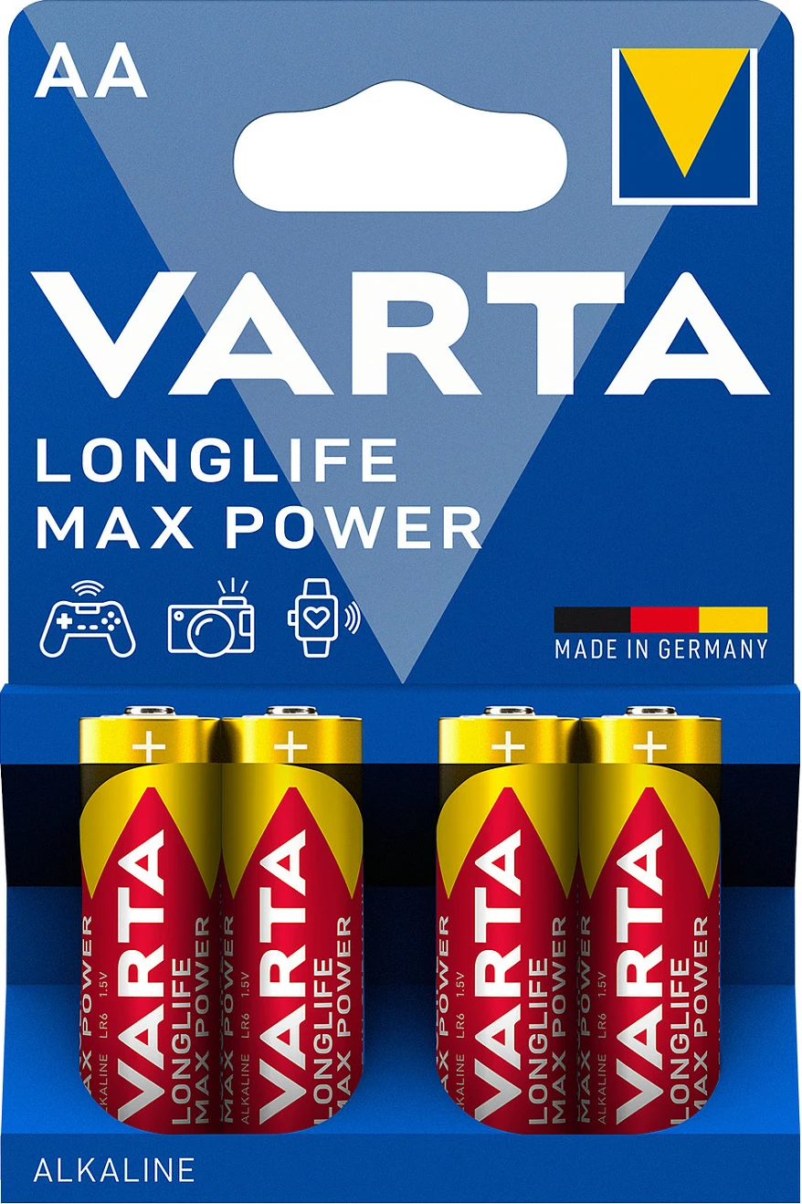 Bateri VARTA Longlife Max Power AA LR6 1.5V, 4 copë, kuqe/verdhë