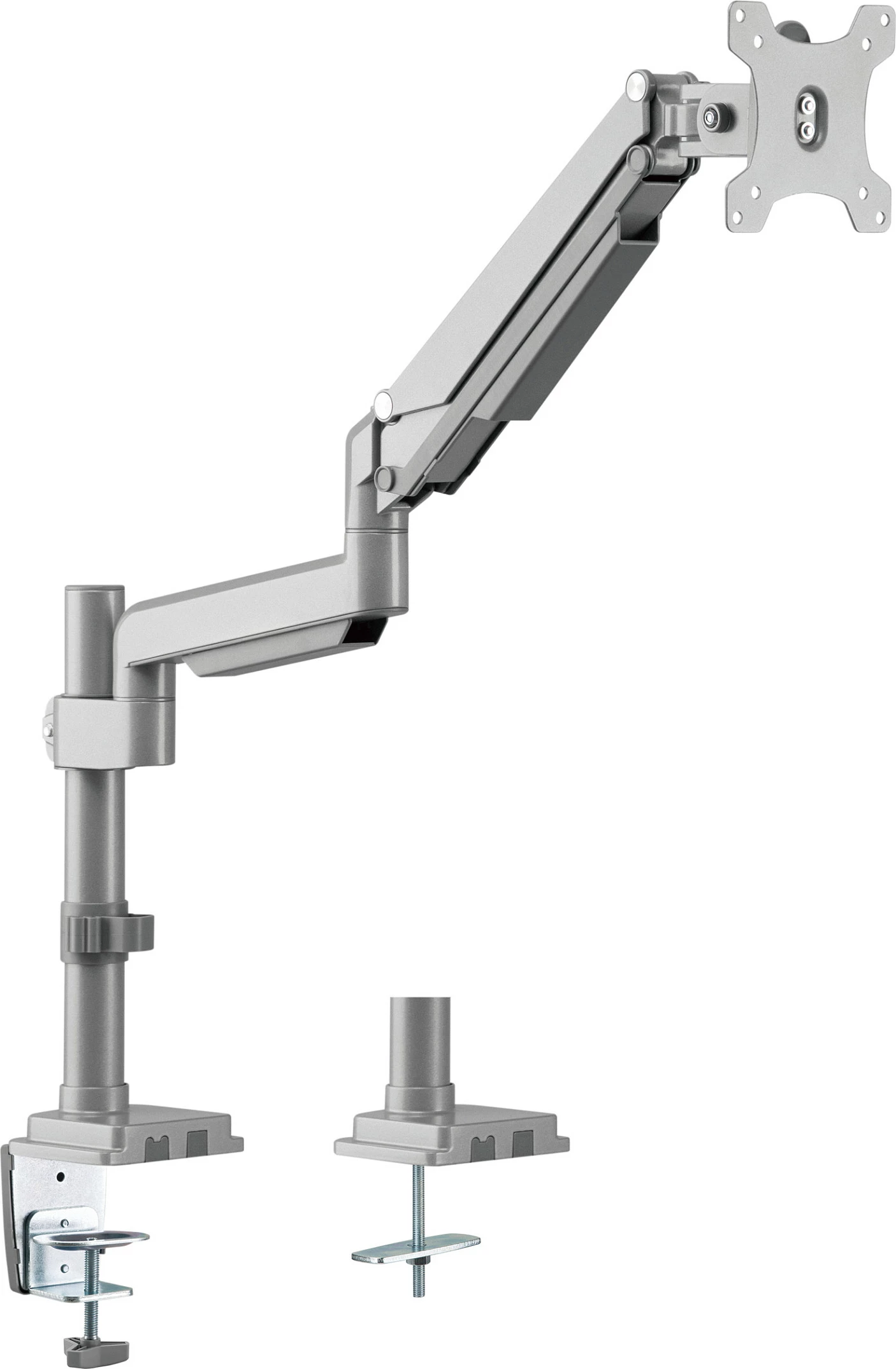 Mbajtës monitori EQUIP për tavolinë, 17–32″, VESA 75x75/100x100, gas spring, argjendtë