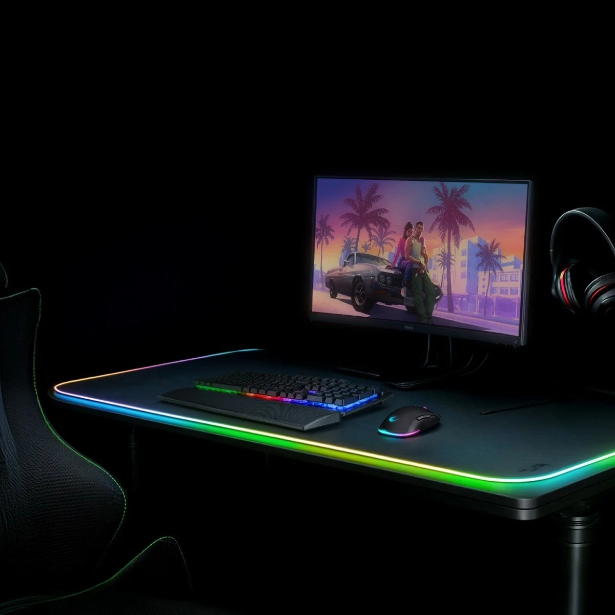 Set gaming Rampage Fortuna, tastierë me maus, RGB, 12800 DPI, e zezë