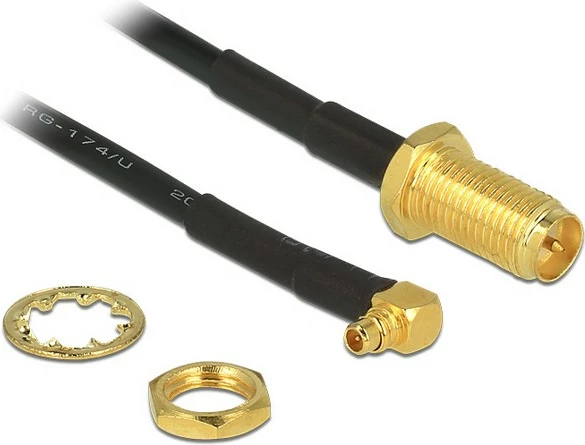 Kabllo antene DeLOCK RP-SMA femër në MMCX 90°, 320mm, e zezë