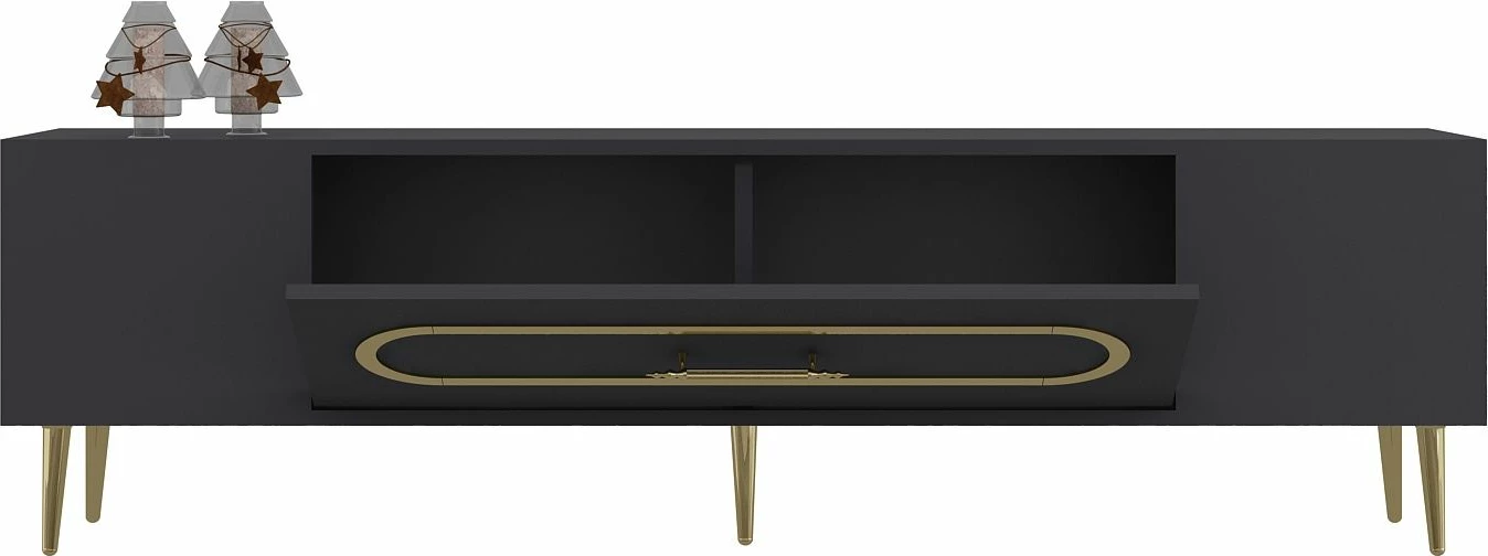 Komodë TV Skye Decor, anthracite, gold, Dekop3
