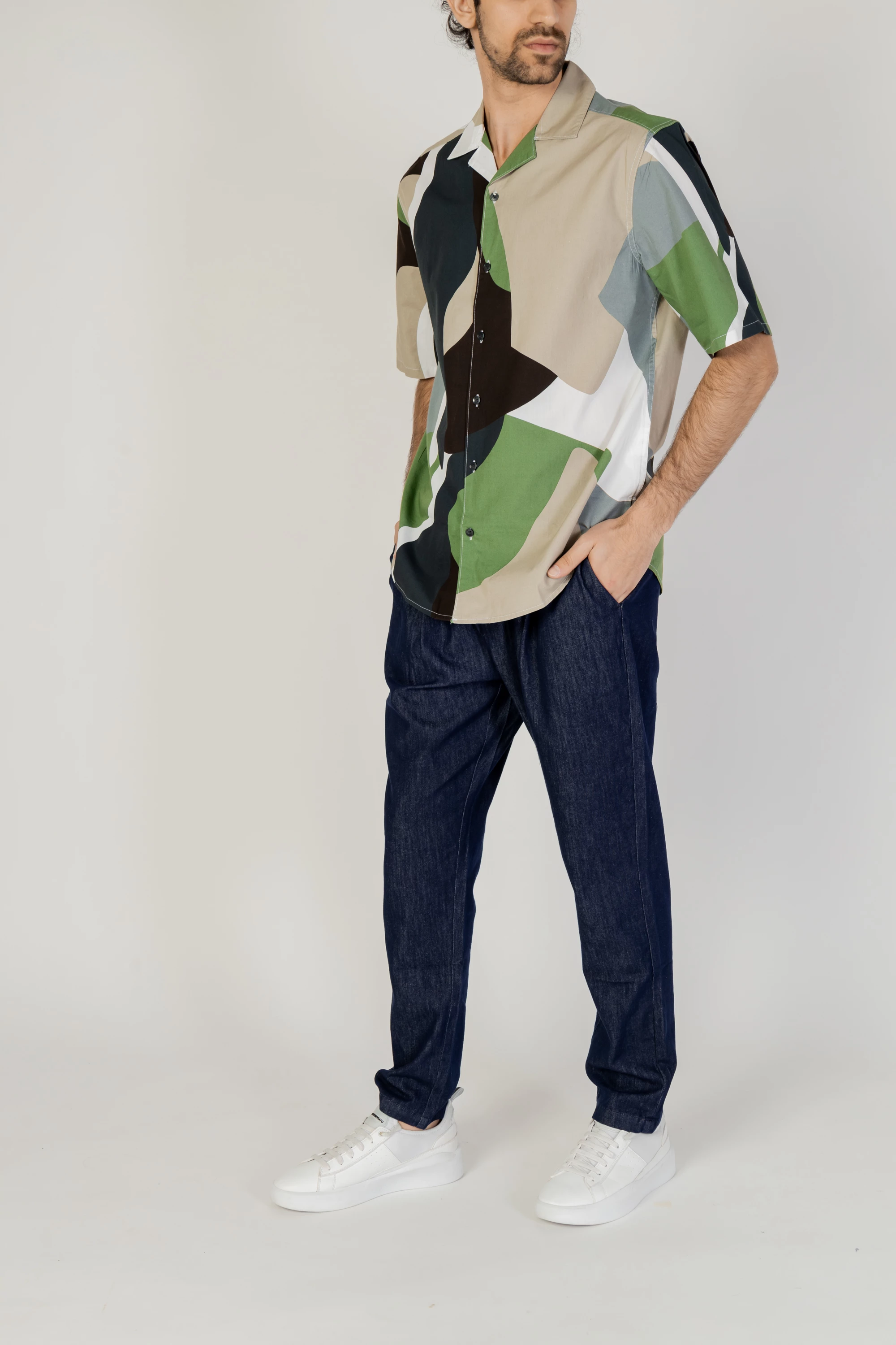 Këmishë me mëngë të shkurta për meshkuj Only & Sons Onstie Rlx Ss Aop Resort 22028044, e gjelbër [Madhësia: XXL]