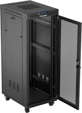 Kabinet rack LANBERG 19" 32U 600x800mm, qëndror (standing), derë e perforuar, i zi