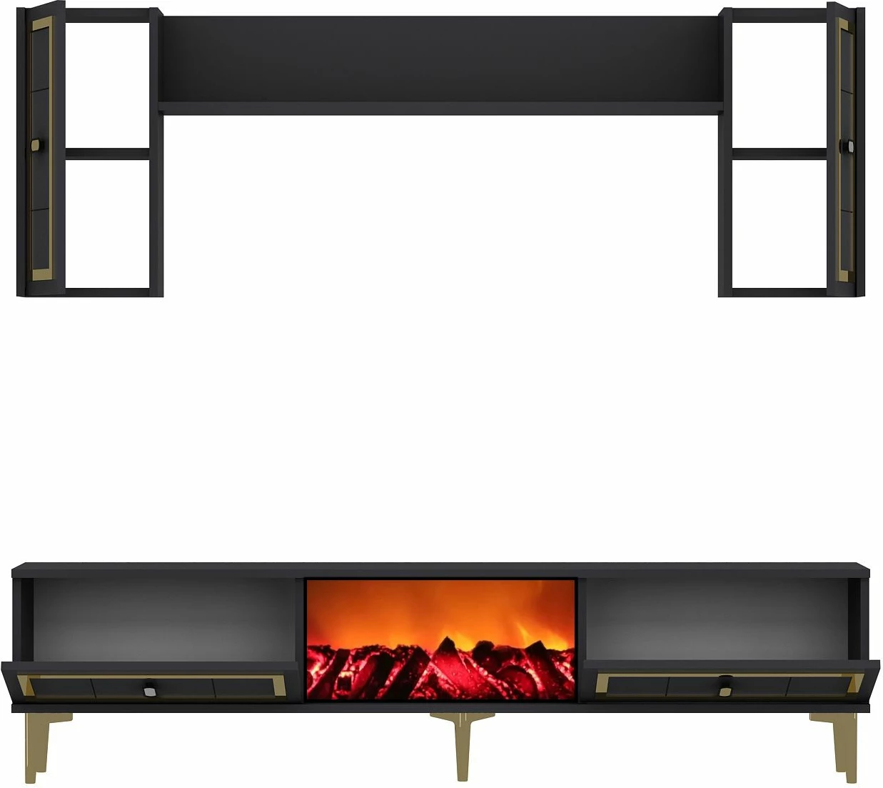 Komodë TV Skye Decor, me oxhak Orion, anthracite, ari