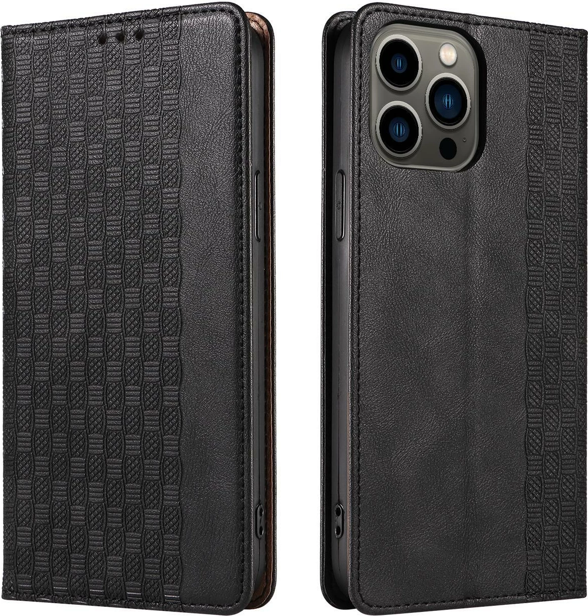 Mbështjellës Hurtel Magnet Strap Case për iPhone 12 Pro, me portofol dhe litar dore, e zezë