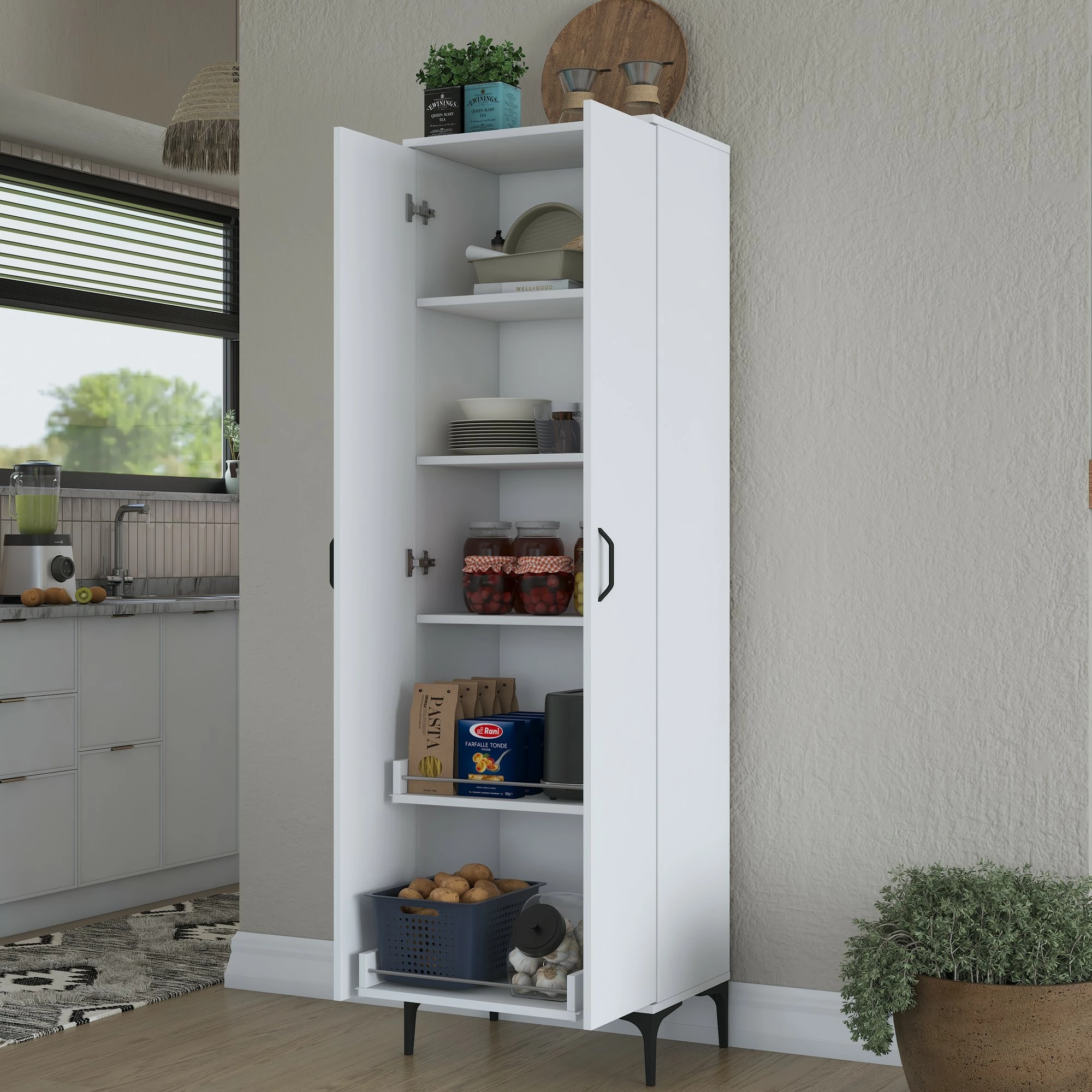 Dollap shumëpërdorimësh, ngjyrë e bardhë, Skye Decor, JE110 - 2945