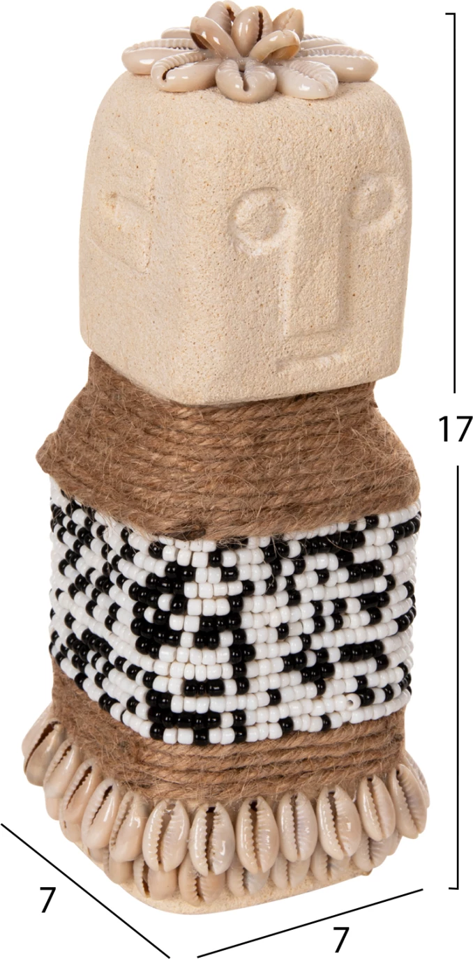 Statujë tavoline SUMBA FH4309 prej guri të bardhë paras-rruaza-litar bar deti 7x7x17Hcm