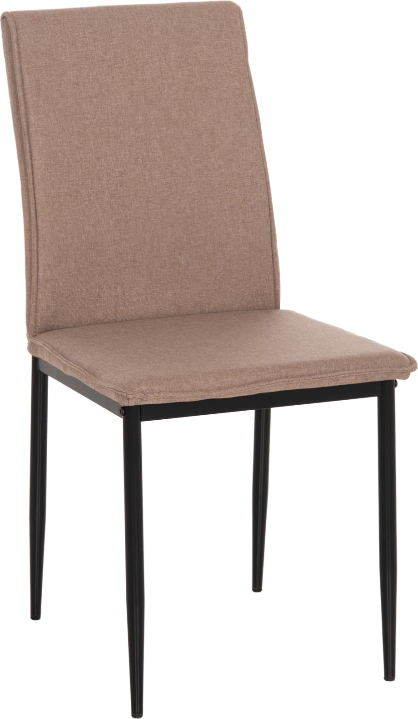 Set 4 karriga për ngrënie PERKY, material bezhë, këmbë metalike të zeza, 42x58x89.5cm