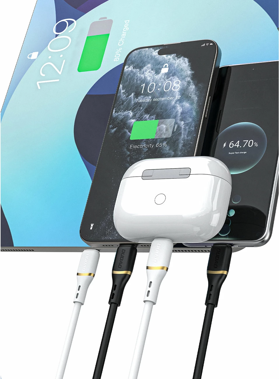 Kabllo USB-C në USB-C Dudao L25C PD 60W 1m silikon 480 Mbps, e bardhë