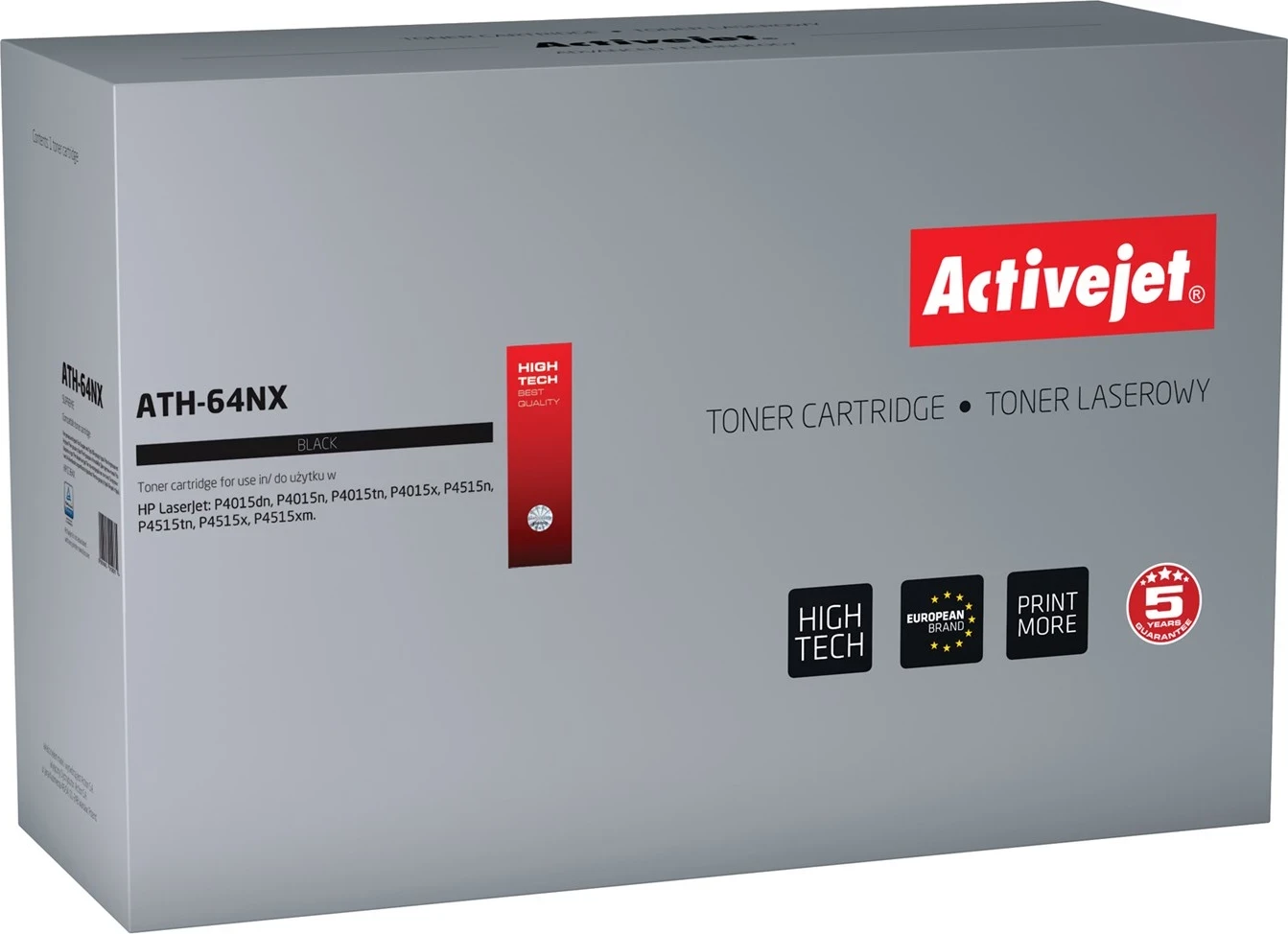Toner Activejet ATH-64NX për printerin HP; Zëvendësimi i HP 64X CC364X; Suprem; 24000 faqe; e zezë