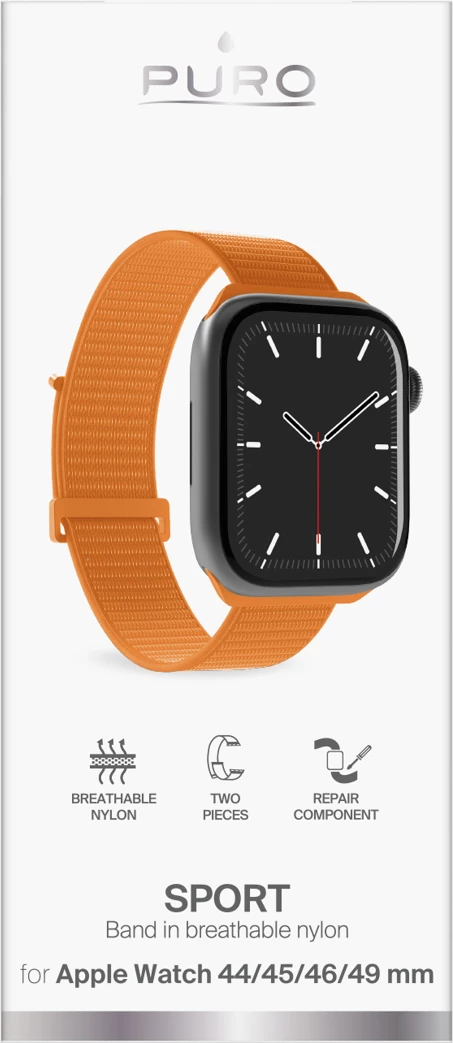 Rrip sport për Smartwatch Apple Watch, Puro, Sport Strap, 44/45/46/49 mm, najlon i frymëmarrshëm, portokalli