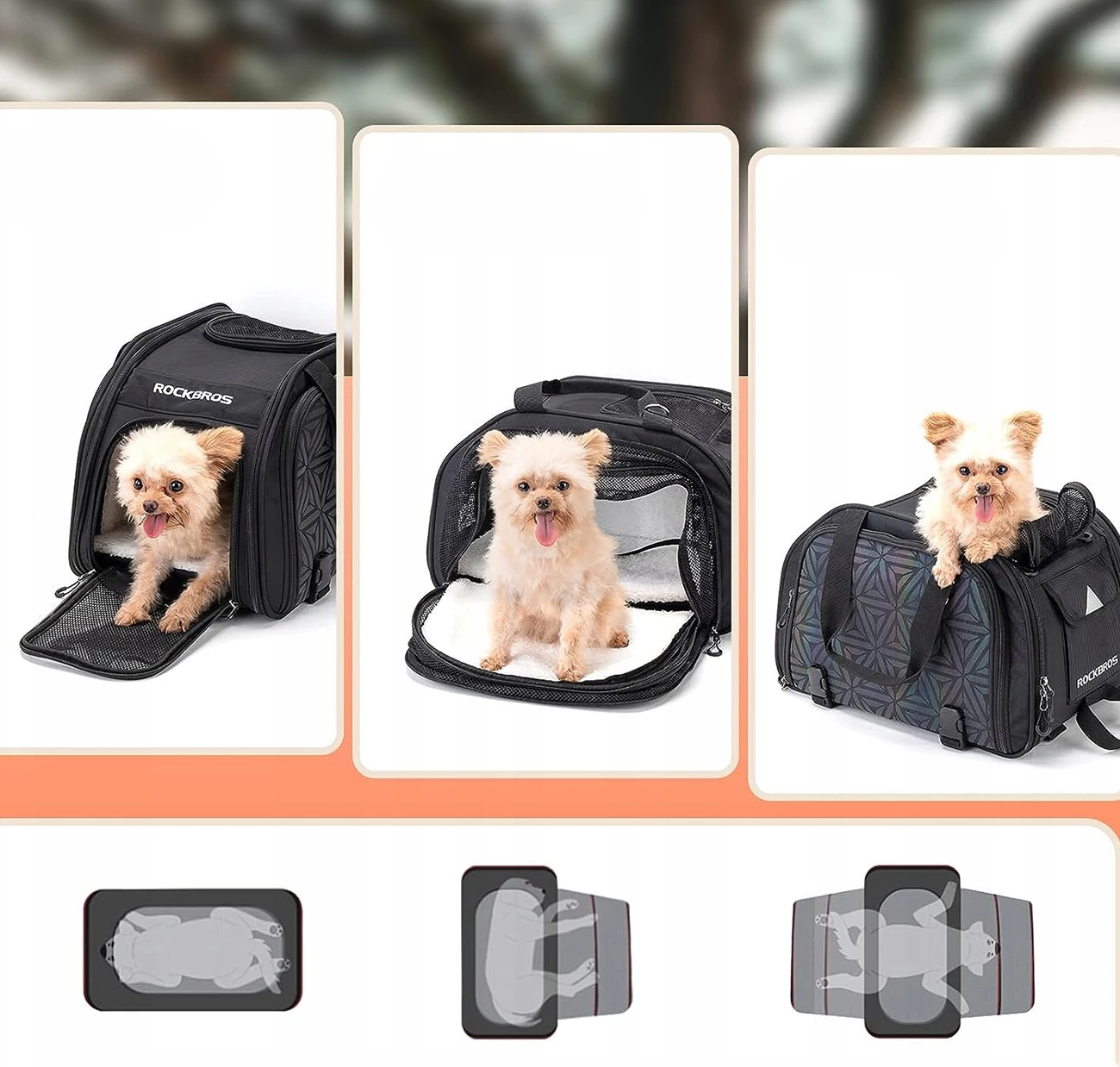 Çantë transporti për kafshë Rockbros 30140028001, 25L, e zezë