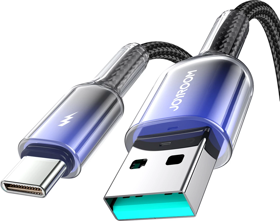 Kabllo Joyroom S-A42 Crystal-Clear Series, USB-A në USB-C, 1.2m, 3A, e zezë