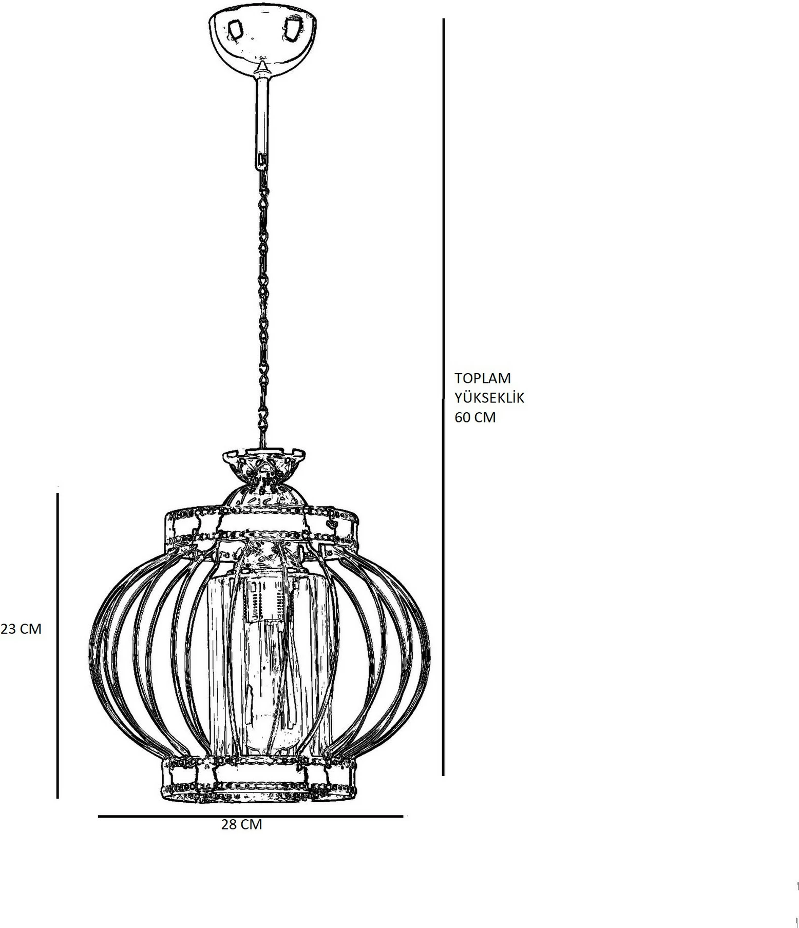 Llambë varëse Opviq Kardelen, shumëngjyrëshe, 28x23x60cm