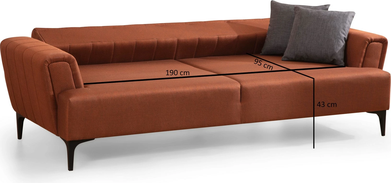 Divan-krevat treshe, ngjyrë e kuqe tjegulle, Atelier del Sofa, Hamlet
