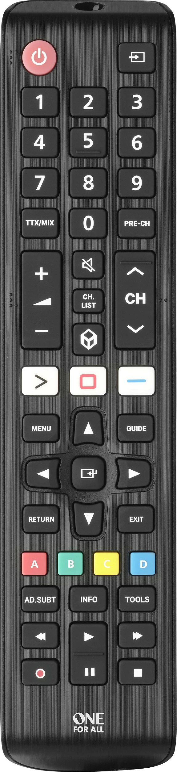 Telekomandë zëvendësuese TV One For All për Samsung, IR, me butona, e zezë