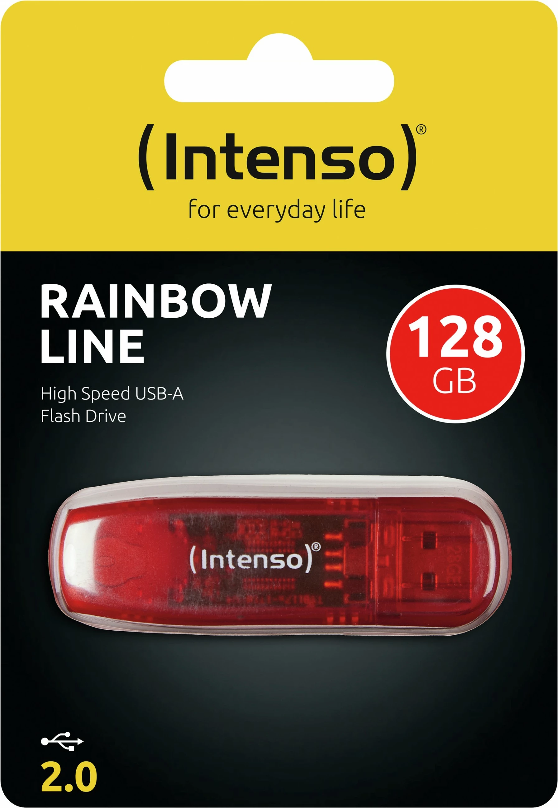 USB Intenso Rainbow Line 128 GB, USB Type-A, e kuqe, transparente
