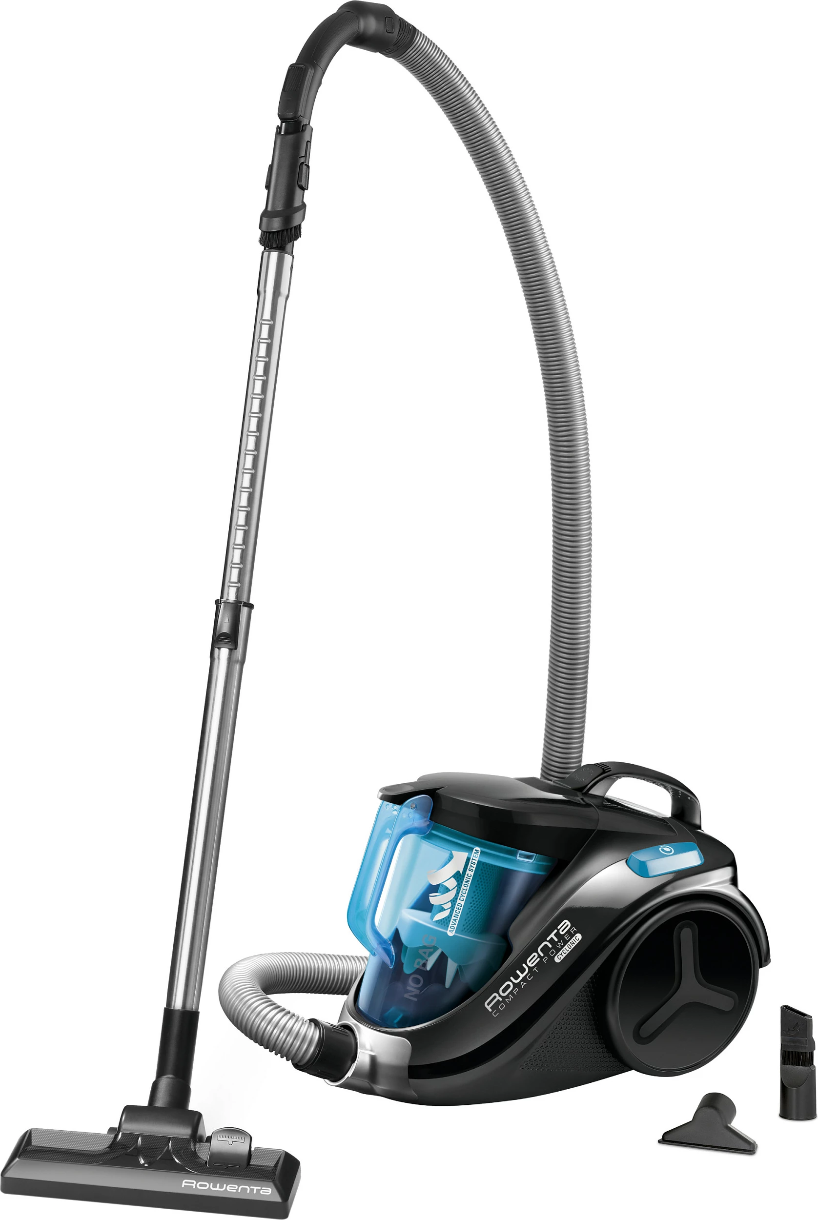 Fshesë me korrent Rowenta Compact Power RO3731, 750W, pa qese 1.5L, HEPA, e zezë/kaltër