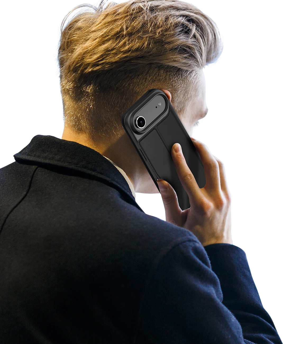 Mbështjellës Dux Ducis Skin Pro për iPhone 17 Air, me flip dhe xhep për kartela, i zi