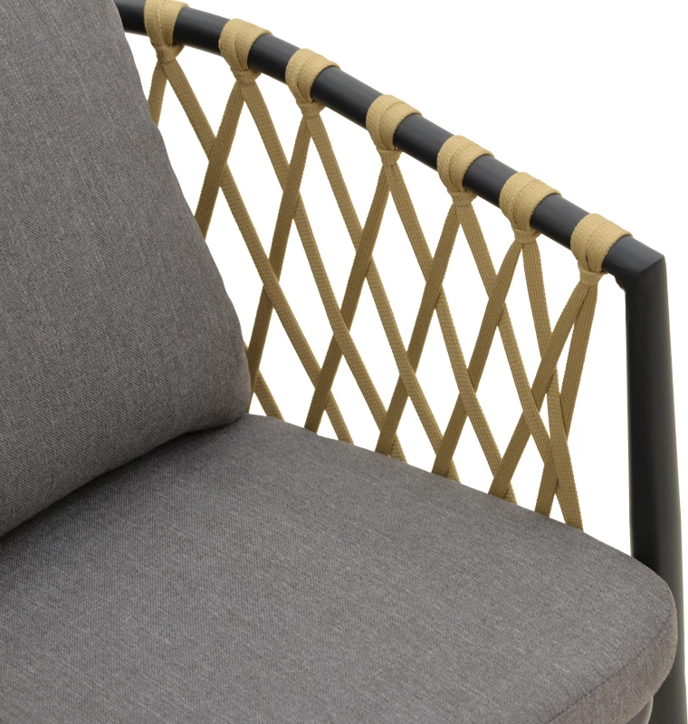 Fotelje Peluxe, alumin i anthracite, litar PE natyral, jastëk gri, 57x60x78cm