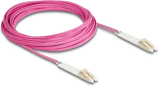 Kabëll optik DeLOCK LC-LC Duplex OM4, 10 m, konektorë të këndueshëm, violet