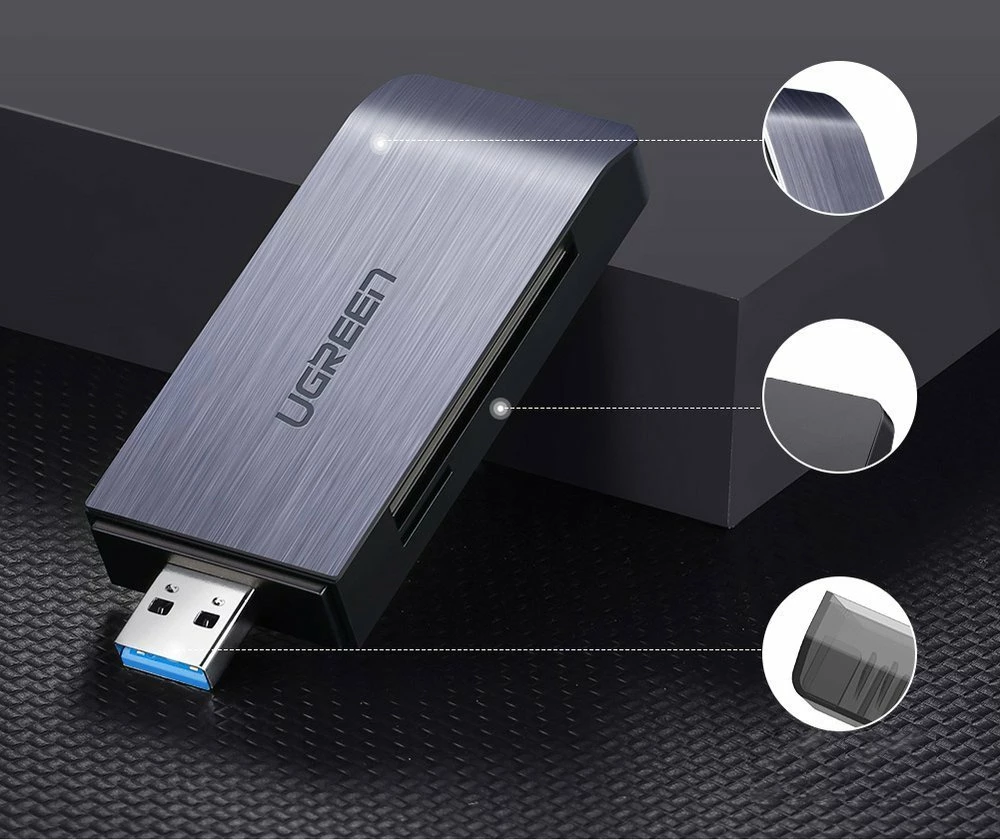 Lexues kartelash Ugreen 50541, USB 3.0, SD/microSD/CF/MS, Gri