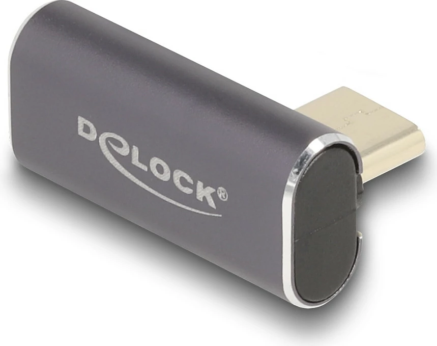 Adapter USB-C DeLOCK, USB4 40Gbps, PD 100W, 8K 60Hz, këndor, antracit