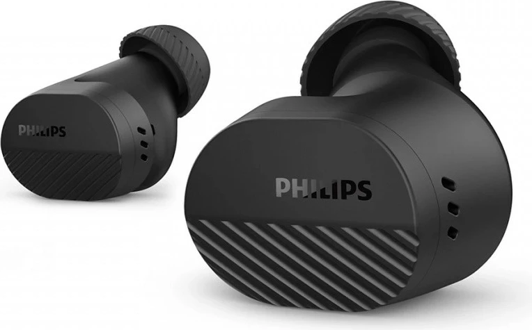Kufje TWS, Philips TAT5000BK/00, Bluetooth 5.4, ANC, deri 40 orë, IPX5, të zeza, me etui karikimi dhe 3 palë jastëkësh