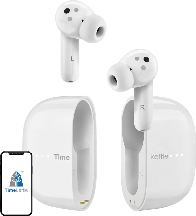 Kufje Timekettle M3 Offline, Bluetooth 5.2, ANC, përkthim offline, 43 gjuhë/96 aksente, IPX4, deri 25 orë, të bardha, set me kuti karikimi