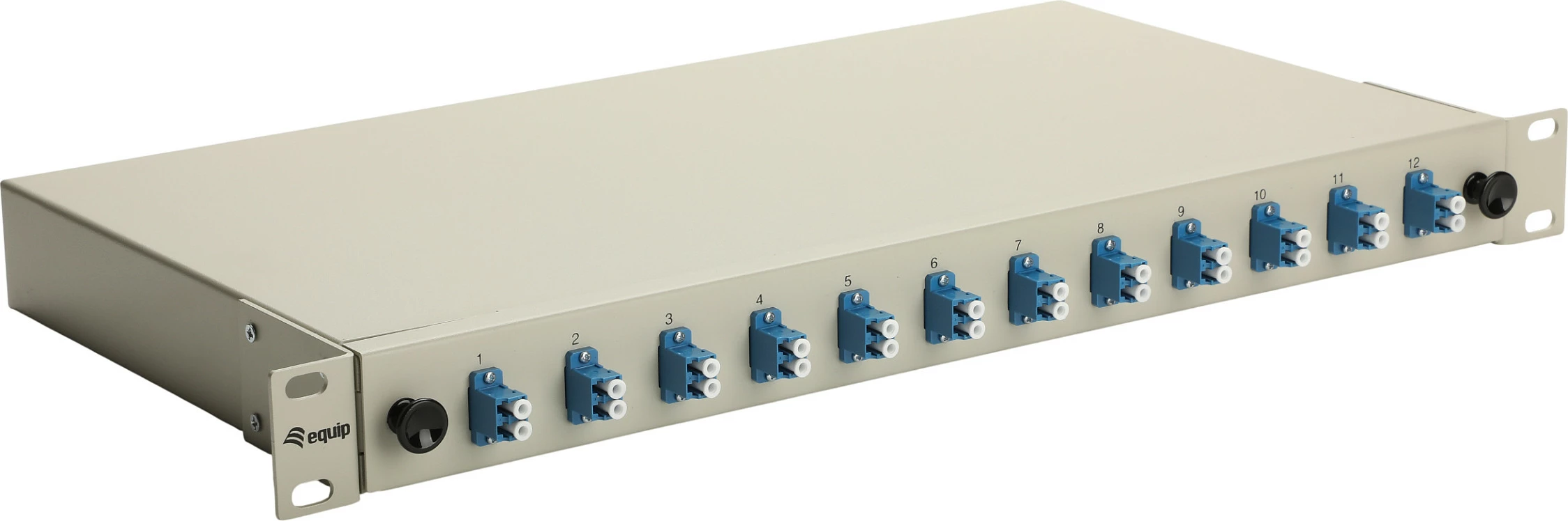 Kuti splicing fiber optik Equip 337201, 12-port, LC Duplex, OS2, 1U, rack 19", gri