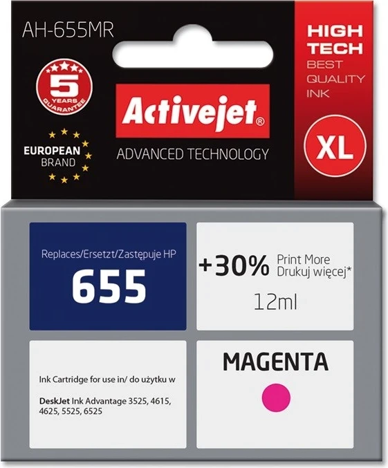 Ngjyrë zëvendësuese Activejet AH-655MR për printer HP, 12 ml, e vjollcë
