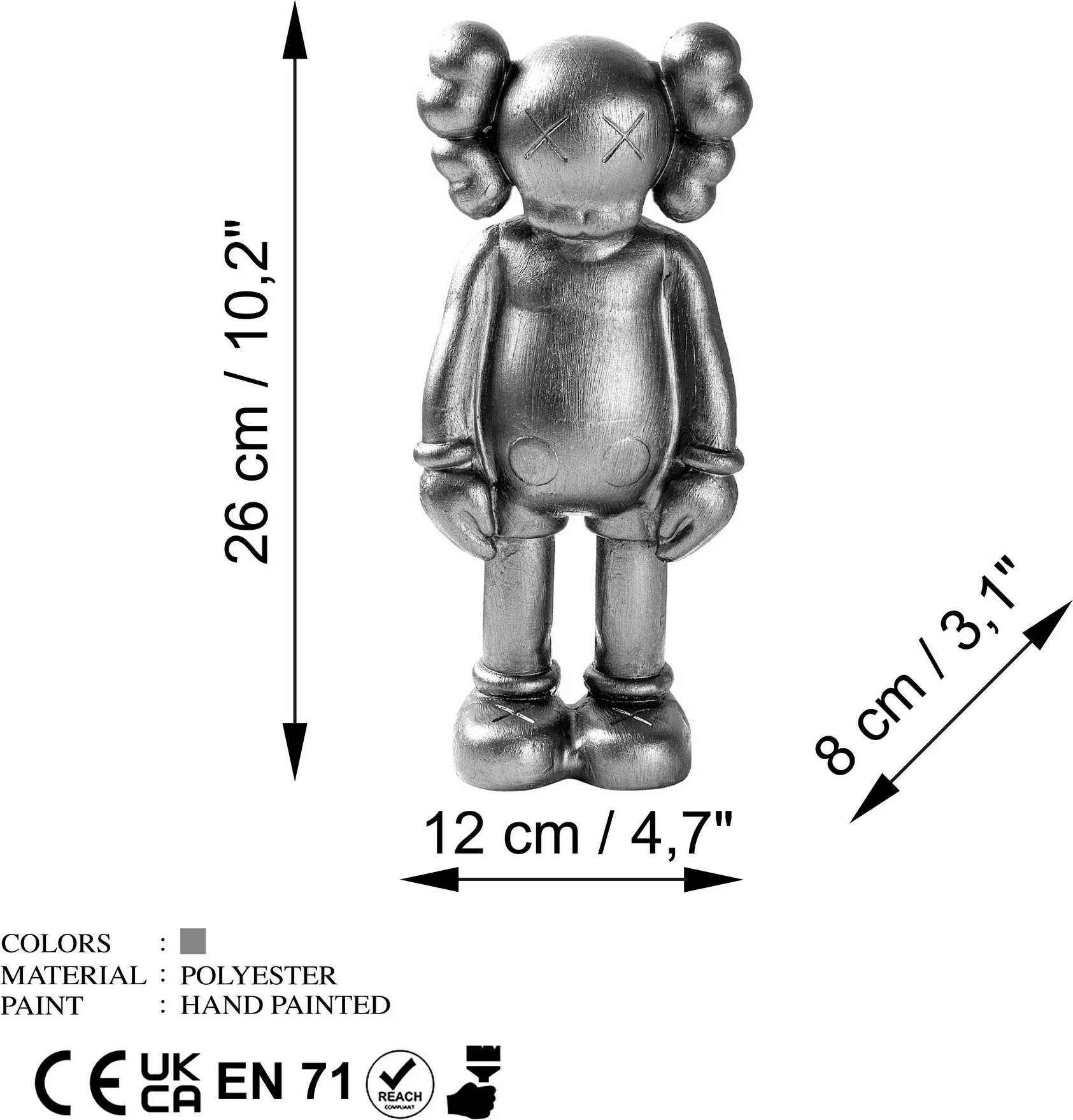 Objekt dekorativ Aberto Design, Yak-051-B, ngjyrë argjendi