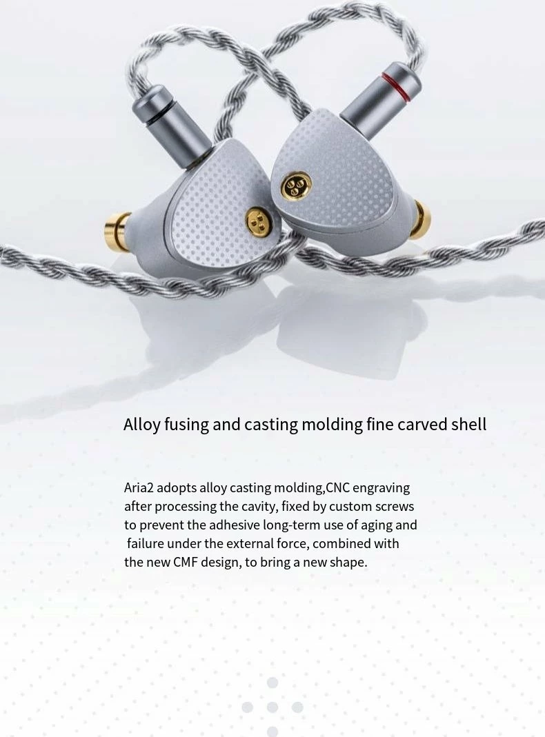 Kufje in-ear Moondrop Aria 2, 3.5mm, 0.78mm 2-pin, 1.2m, semi-open, 33Ω, argjendtë/gri