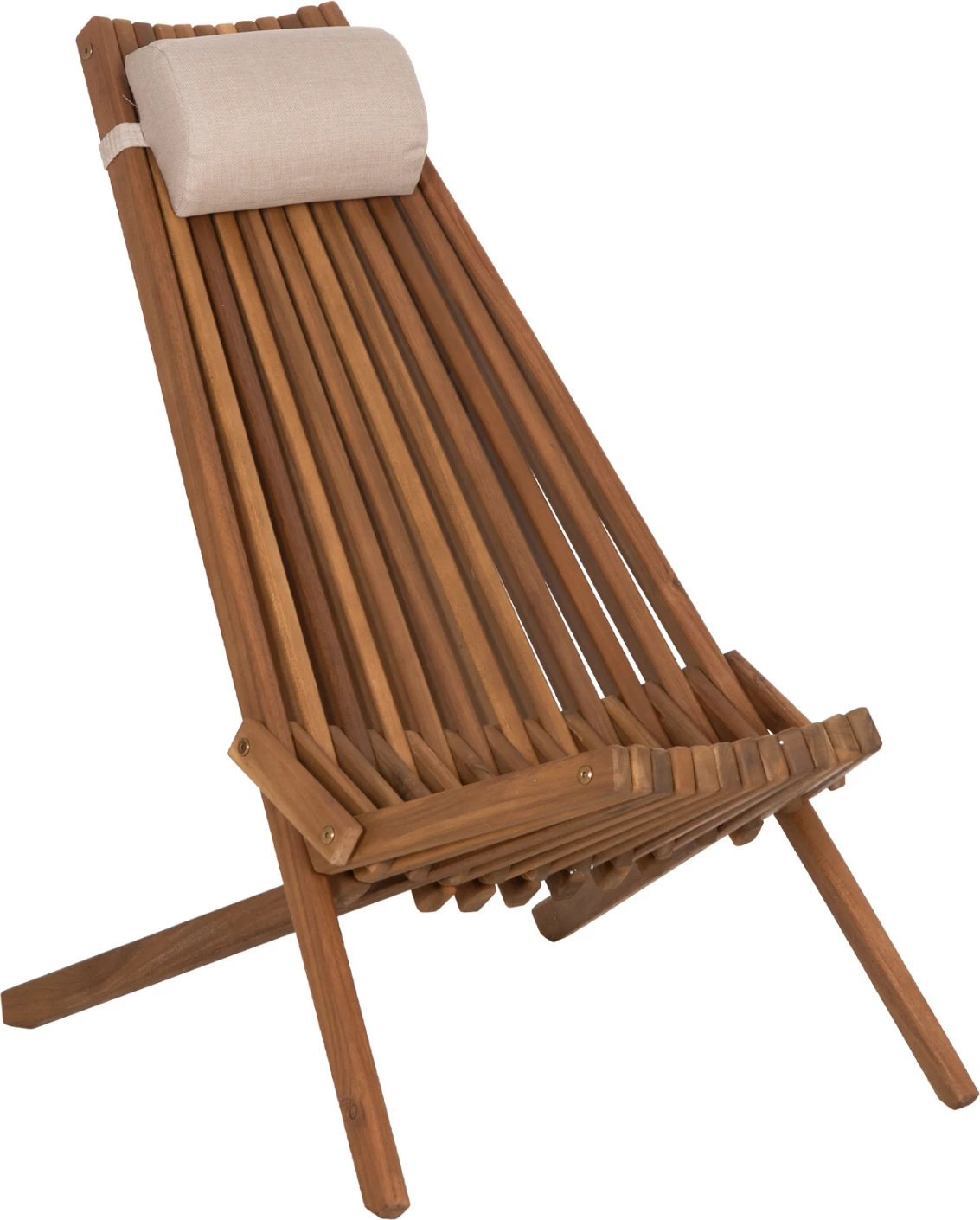 Karrige relaksuese e palosshme me jastëk për kokë SHIGAN FH6530, dru akacie, 88x59x82.5 cm