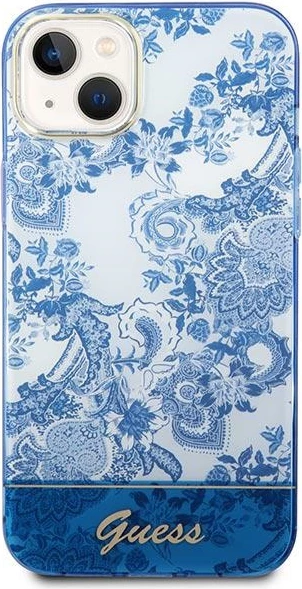 Mbështjellës Guess Porcelain Collection për iPhone 14 Plus 6.7", Kaltër